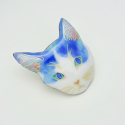 猫のブローチ＊瑠璃　七宝焼き 5枚目の画像