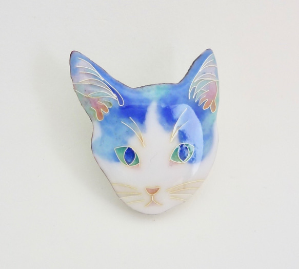 猫のブローチ＊瑠璃　七宝焼き 8枚目の画像