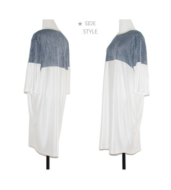 コクーン シルエット ギャザー お袖 ドレス 
(ネイビーtype) 2枚目の画像