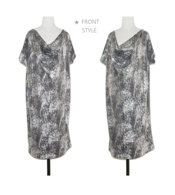 薄手 キラキラ☆エッジ ドレープ オーバーサイズ ドレス (グレーtype)