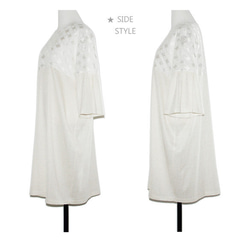 コクーン シルエット ギャザーお袖 ドレス 
(刺繍シースルー×ラメチェックtype) 2枚目の画像