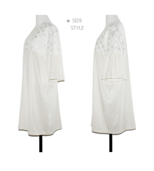 コクーン シルエット ギャザーお袖 ドレス 
(刺繍シースルー×ラメチェックtype) 2枚目の画像