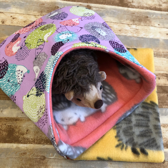 ハリネズミ寝袋 パープル系 中敷1セット ハウス・小屋 アトリエD.moon