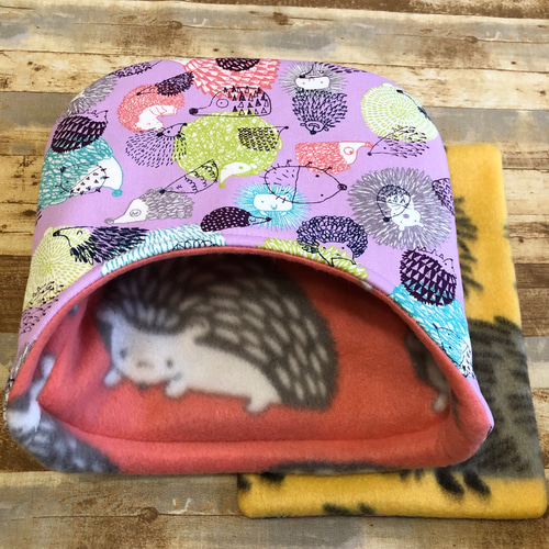 ハリネズミ寝袋　パープル ハリネズミ寝袋 パープル系 中敷1セット ハウス・小屋 アトリエD.moon