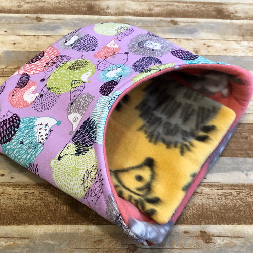 ハリネズミ寝袋　パープル ハリネズミ寝袋 パープル系 中敷1セット ハウス・小屋 アトリエD.moon