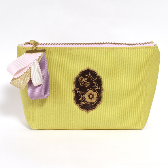 Ribbon Groogran Pouch / Lime 第2張的照片