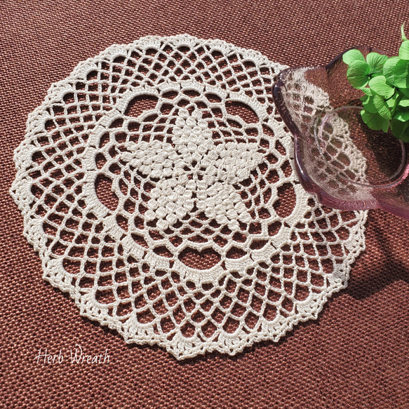 レース編み※ 『桜』ドイリー(キナリ) その他インテリア雑貨 Herb