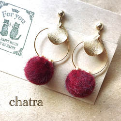 新作♡Bordeauxfurball＊earring 1枚目の画像