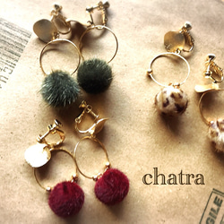 新作♡Bordeauxfurball＊earring 3枚目の画像