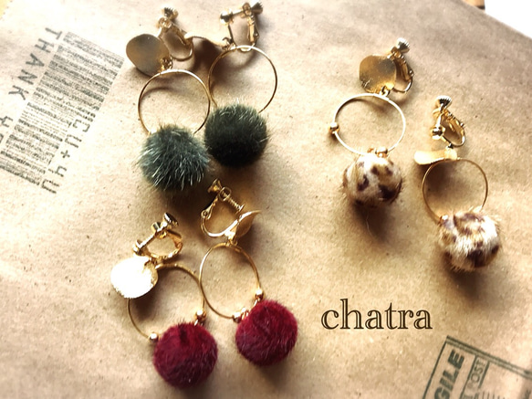 新作♡Bordeauxfurball＊earring 3枚目の画像