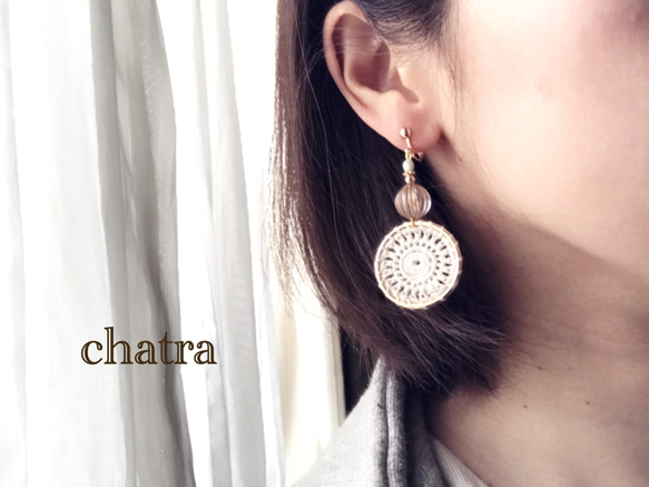 新作♡whiteivorycircle＆clearbeads ＊earring 3枚目の画像