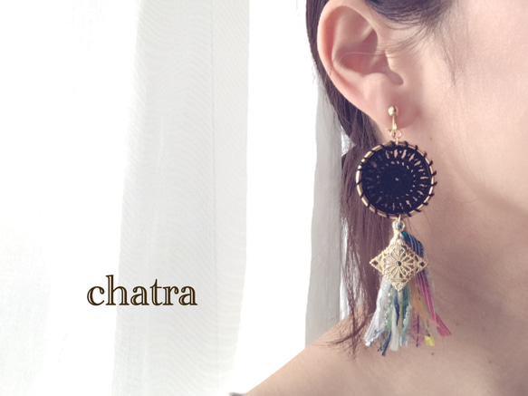 新作♡blackcircle＆rainbowtassel＊earring 3枚目の画像