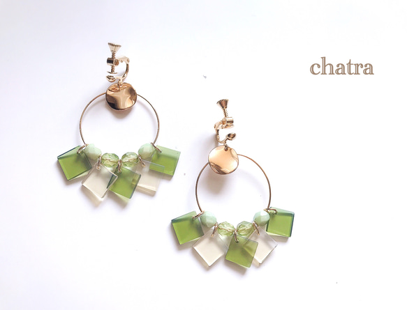 新作♡Green＆cleartassel…earring 1枚目の画像