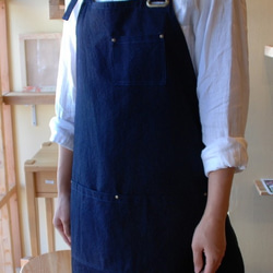 【K様専用】　藍染め　首かけエプロン×１　前掛けエプロン×１ 3枚目の画像