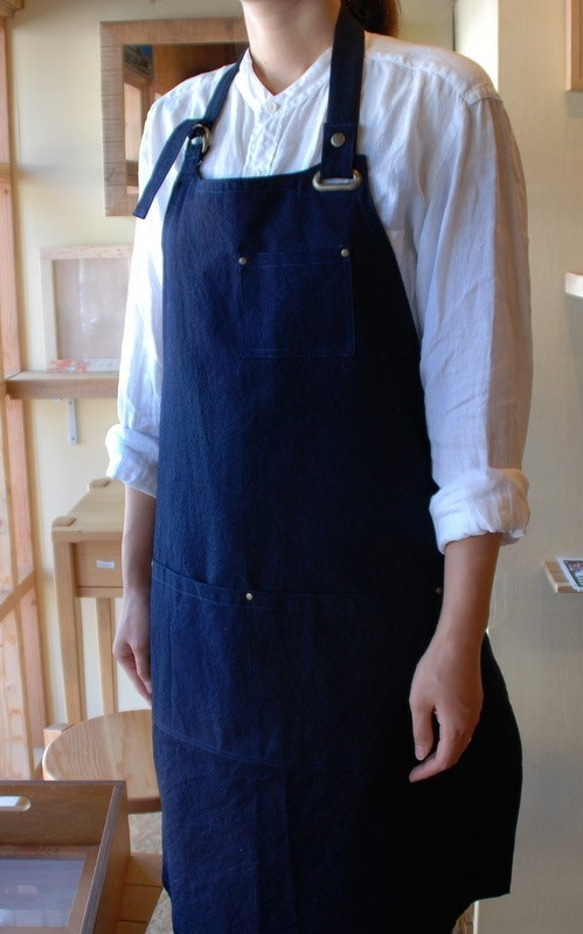【K様専用】　藍染め　首かけエプロン×１　前掛けエプロン×１ 3枚目の画像