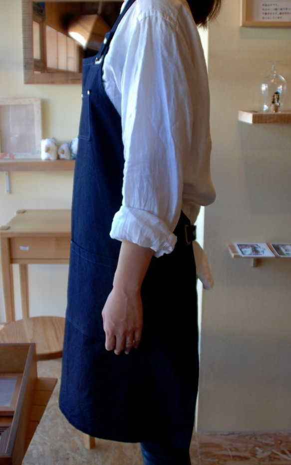 【K様専用】　藍染め　首かけエプロン×１　前掛けエプロン×１ 4枚目の画像
