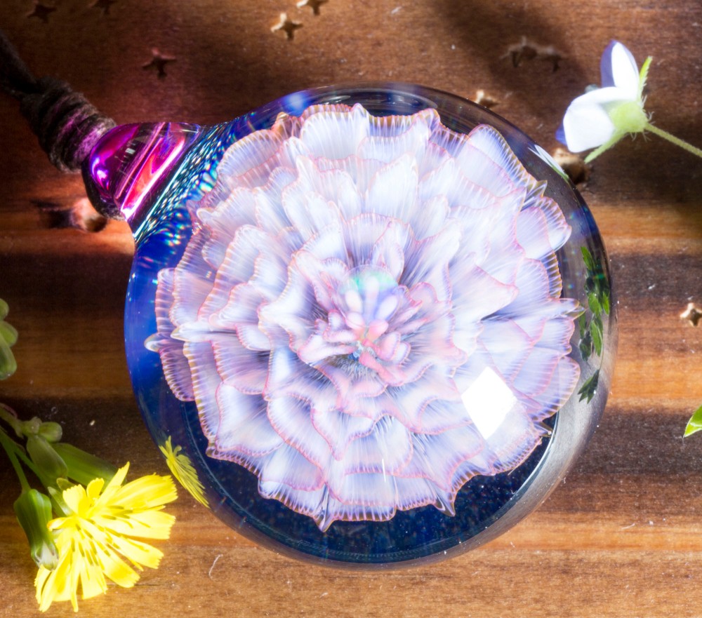 月の花 ガラスペンダント mf102