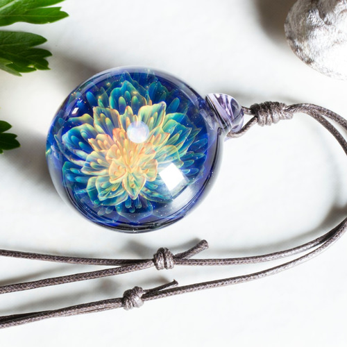 COSMIC FLOWER ボロシリケイトガラスペンダント cf31 ネックレス
