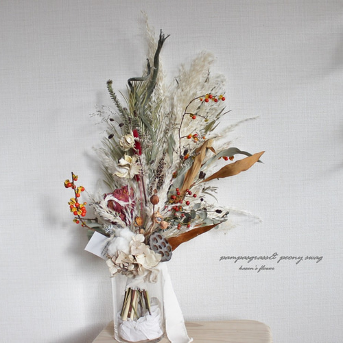 sold パンパスグラスと和花材のスワッグ パンパス 秋 ナチュラル