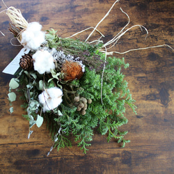 【クリスマス】綿花とドライアンドラのクリスマススワッグ　ドライフラワー 4枚目の画像