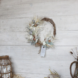 ＳＯＬＤ　「花雲」half wreath 　パンパスグラスのハーフリース　ドライフラワーリース　 4枚目の画像