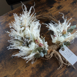 ＳＯＬＤ　「花雲」half wreath 　パンパスグラスのハーフリース　ドライフラワーリース　 6枚目の画像