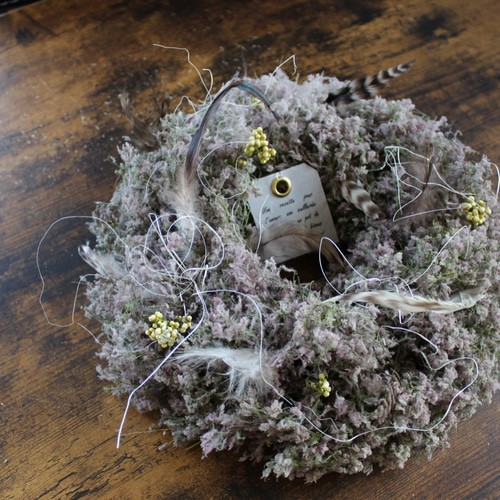 Sold 「鳥の巣リース」 スモークツリーのリース ドライフラワーリース  