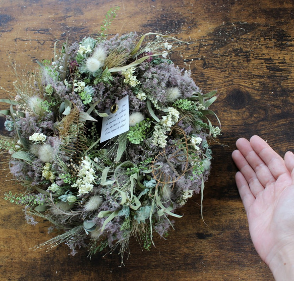 季節の草花と スモークツリー のリース　   ドライフラワーリース　 9枚目の画像