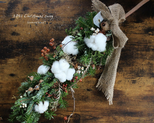 Christmas swag 2021 クリスマスの細長スワッグ 【約60センチ