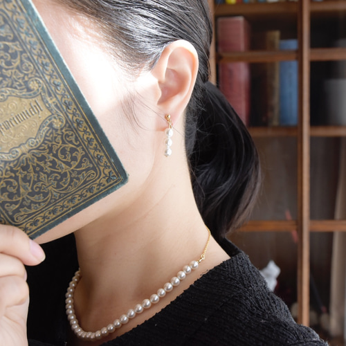 SDGs・イヤリングとネックレス セット】貝パール 40cm+5cm ネックレス