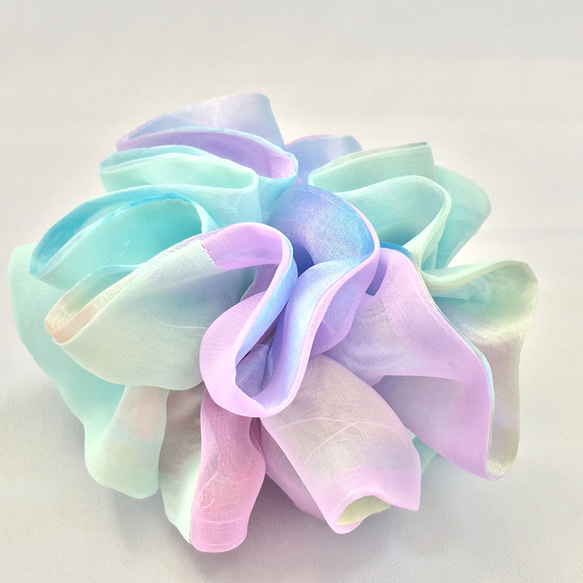 ハンドメイド　シュシュ　オーロラレース　オーダーページ ✿Newオーロラシュシュ☆オーロラ×パープル×ミント シュシュ