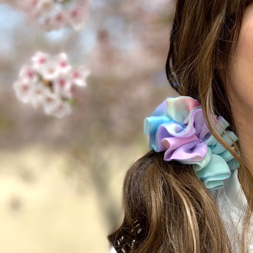 ✿Newオーロラシュシュ☆オーロラ×パープル×ミント シュシュ UuNYAN