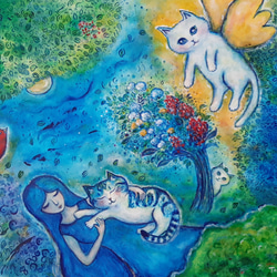 原画 「Surrounded by Love」 F10号 ＃猫の絵 ＃ねこ