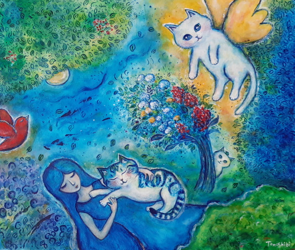 原画 「Surrounded by Love」 F10号 ＃猫の絵 ＃ねこ