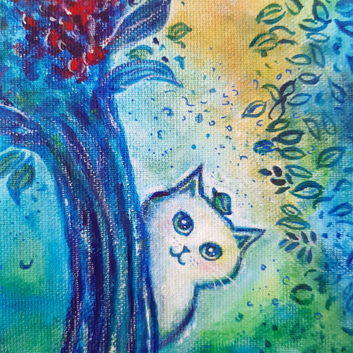 絵画。原画☆キャンバスF10【かわいい猫たちが一緒に香ばしいお風呂に入ります】 絵画。原画☆キャンバスF10【かわいい猫たちが一緒に香ばしいお