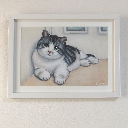 猫版画　フランス額