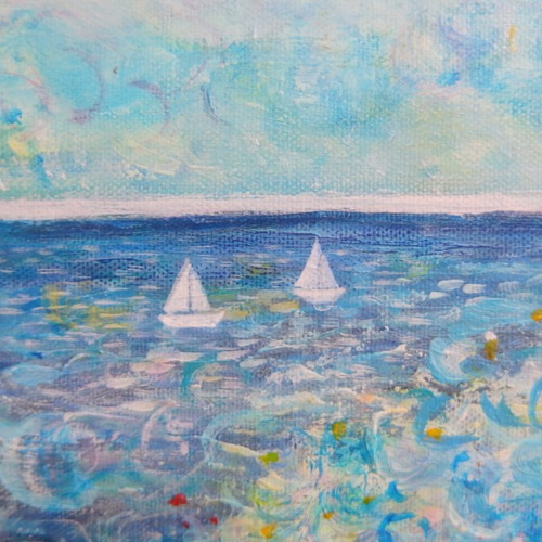 絵画。原画【ラベンダーの花の海に白い猫と星の願い】 絵画。壁掛け絵原画手描き【満開の花の中のかわいい花猫】 絵画