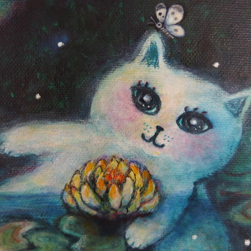 あなたに幸せ呼ぶ光の天使猫 原画 「Surrounded by Love」 F10号 ＃猫の絵 ＃ねこ
