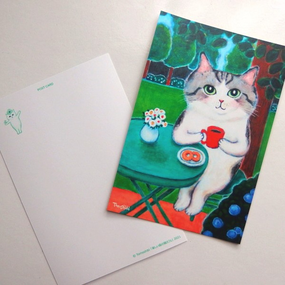 Tomoshibi ねこアートポストカード ５枚セット＃猫 ＃天使猫 ＃ねこ ＃ポストカード ＃白猫 ＃サバトラ白 4枚目の画像