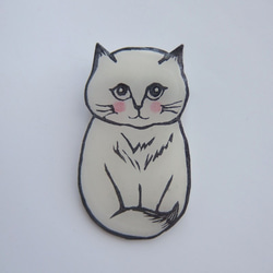 モフしっぽ猫ブローチ - 猫絵描きオリジナルブローチ 7枚目の画像