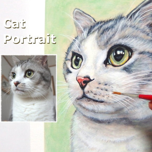 猫のアップ似顔絵 【モデル掲載OKの方限定】【キャンセルOK】愛猫の  