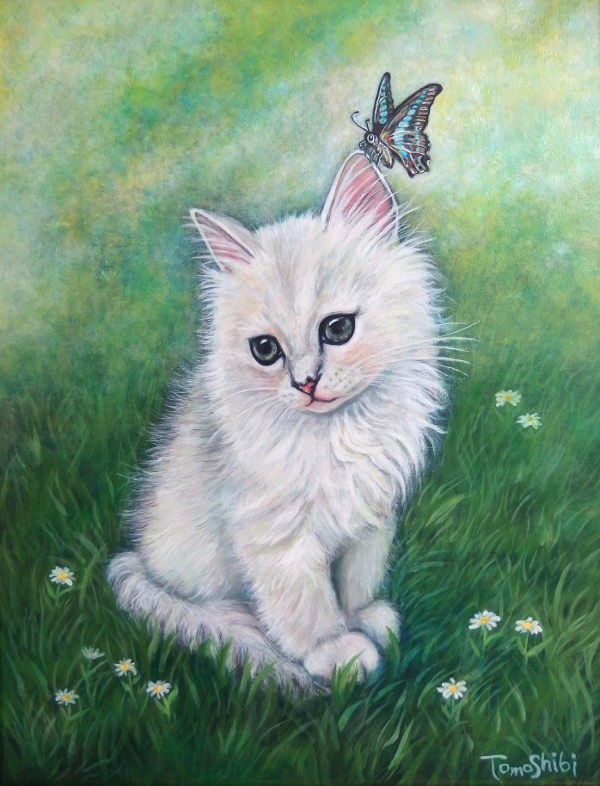 猫の絵　ブルー　ペルシャ猫 Made in ITALY