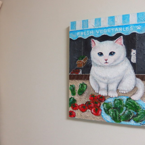 絵画。原画【猫ちゃんは部屋でスケートボードを楽しんでいる】 ねこはスケボー🛹🐈にチャレンジしました #casaBRUTUS