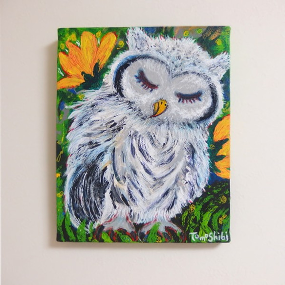 フクロウの絵 絵画〉「梟」アクリル・油絵 （原画） | Pay ID
