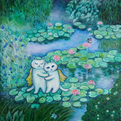 原画 「天使猫の恋人たち」 F10号 ＃絵画 ＃ねこ ＃猫の絵