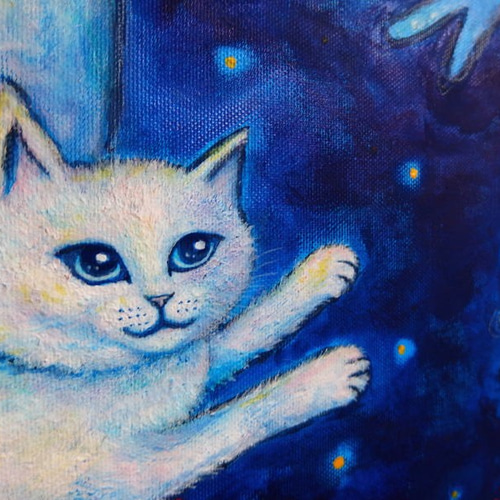 原画 「聖夜に天使猫は」 F10号 ＃絵画 ＃ねこ ＃猫の絵 ＃天使