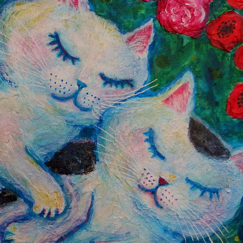 けい様用　自作絵画　蝶の舞う花畑　茶トラ猫の絵　星をつかまえて 花とネコ 紫陽花」 複製画 額付き 絵画 てんまだて しほ 通販