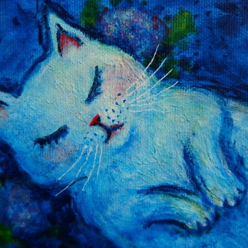 原画〉猫パステル画 A4サイズ 額縁・マット付き おすわり