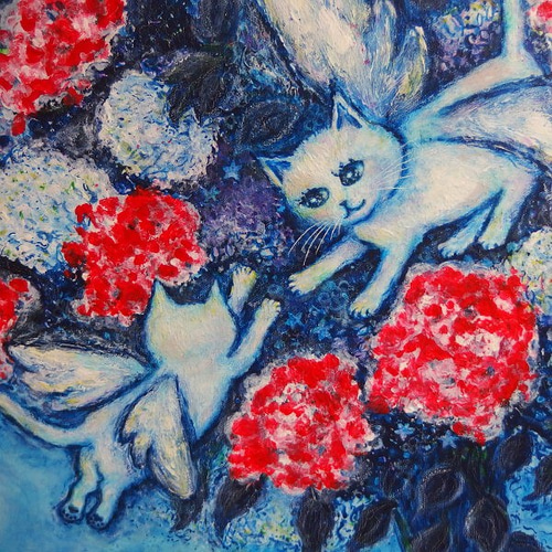 原画 「ある日こねこの見た夢は（シャガールへのオマージュ