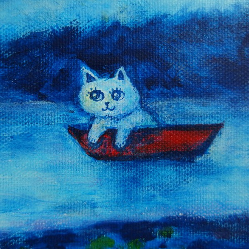 原画 「ある日こねこの見た夢は（シャガールへのオマージュ